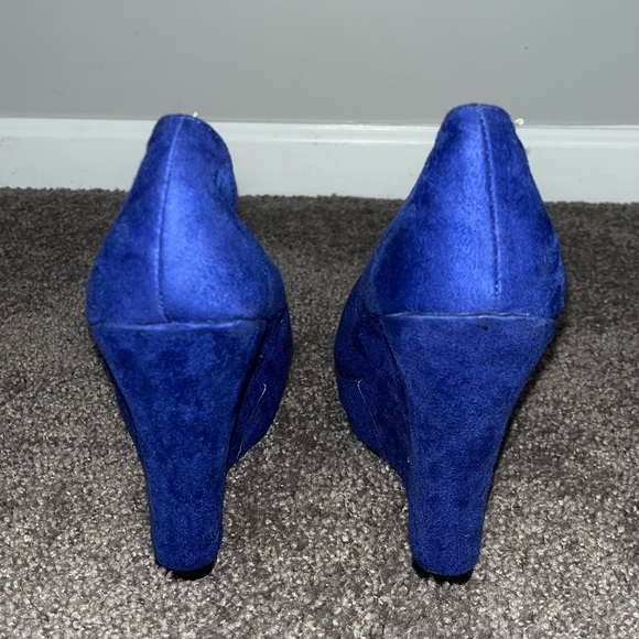 Blue Suede Wedges - Picture 7 of 9